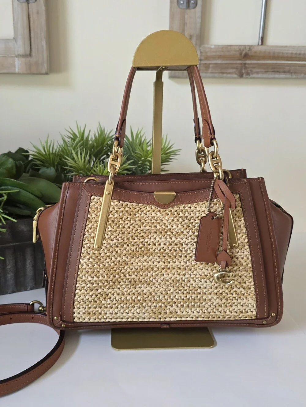 Coach Limited Edition Dreamer Leather & Woven Fabric Satchel Crossbody Bag - Picture 1 of 16